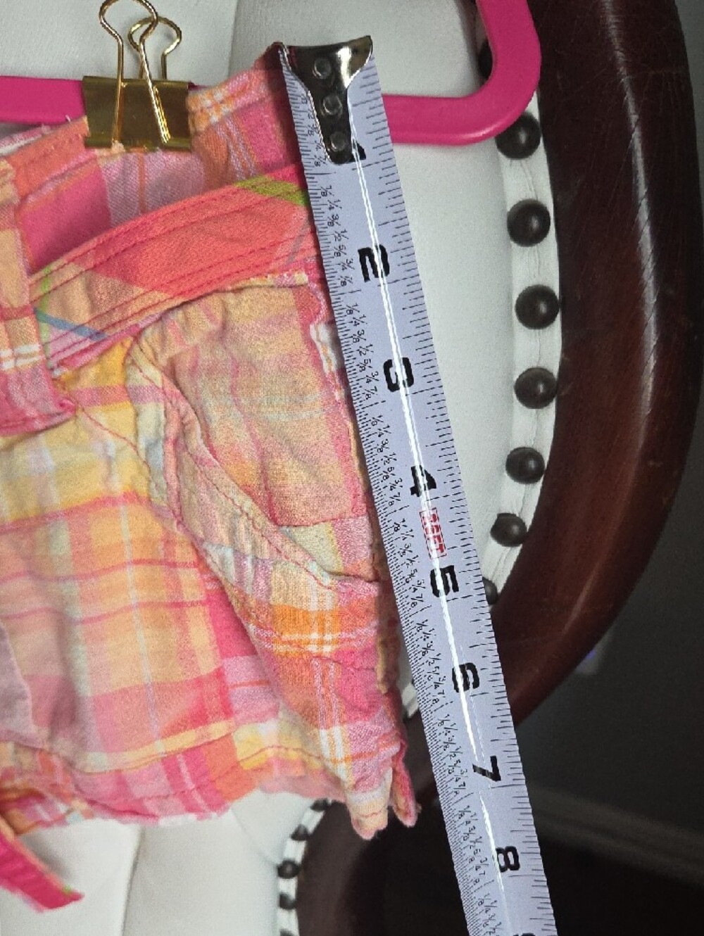 Vintage Y2k Abercrombie & Fitch Pink Orange Plaid Cotton Women’s Shorts - Picture 7 of 7